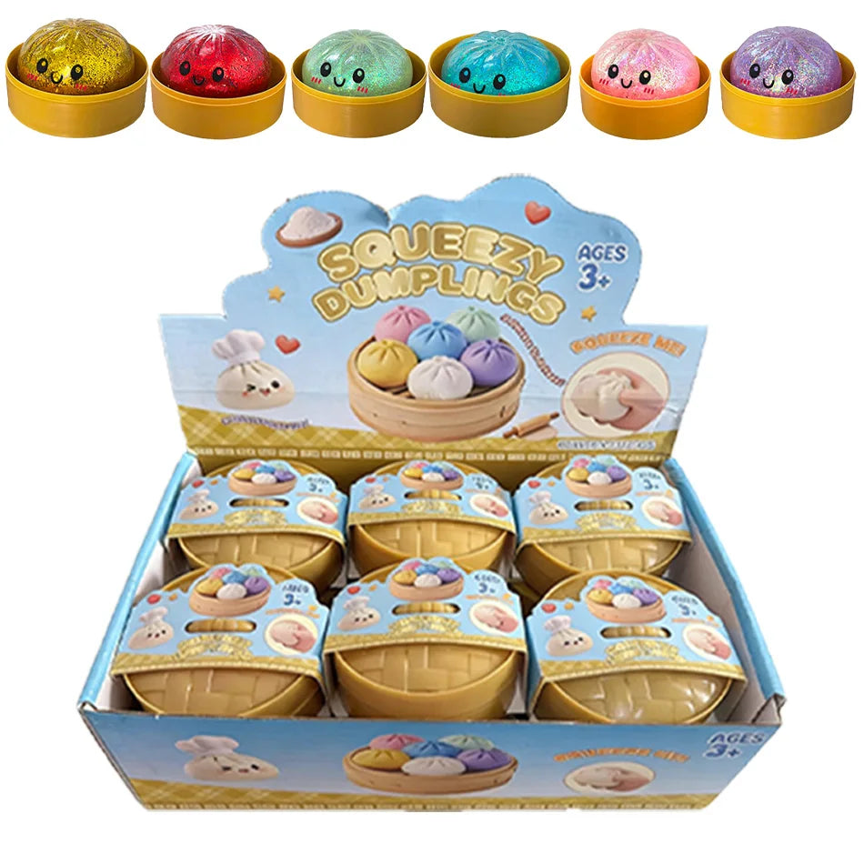 Squishy Dumpling Pailleté Anti-Stress – Coffret 1 à 12 pièces