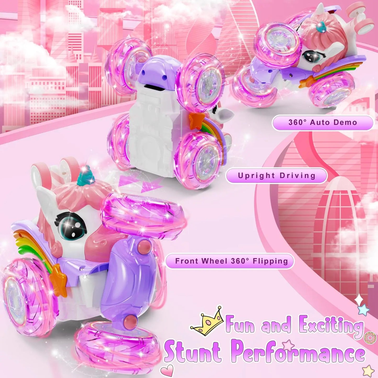 Licorne RC voiture télécommande licorne jouets électriques dessin animé mignon jouets créatif amusant émettant de la lumière poupée fille cadeaux