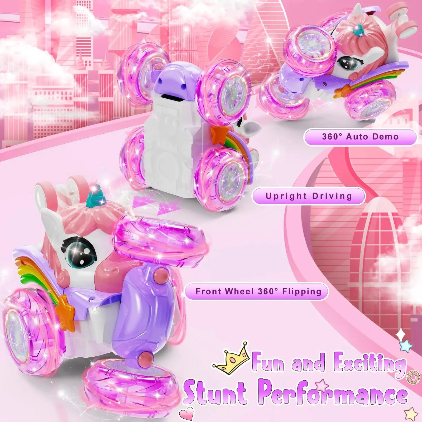 Unicorn Light-Up Remote Control Car Cartoon