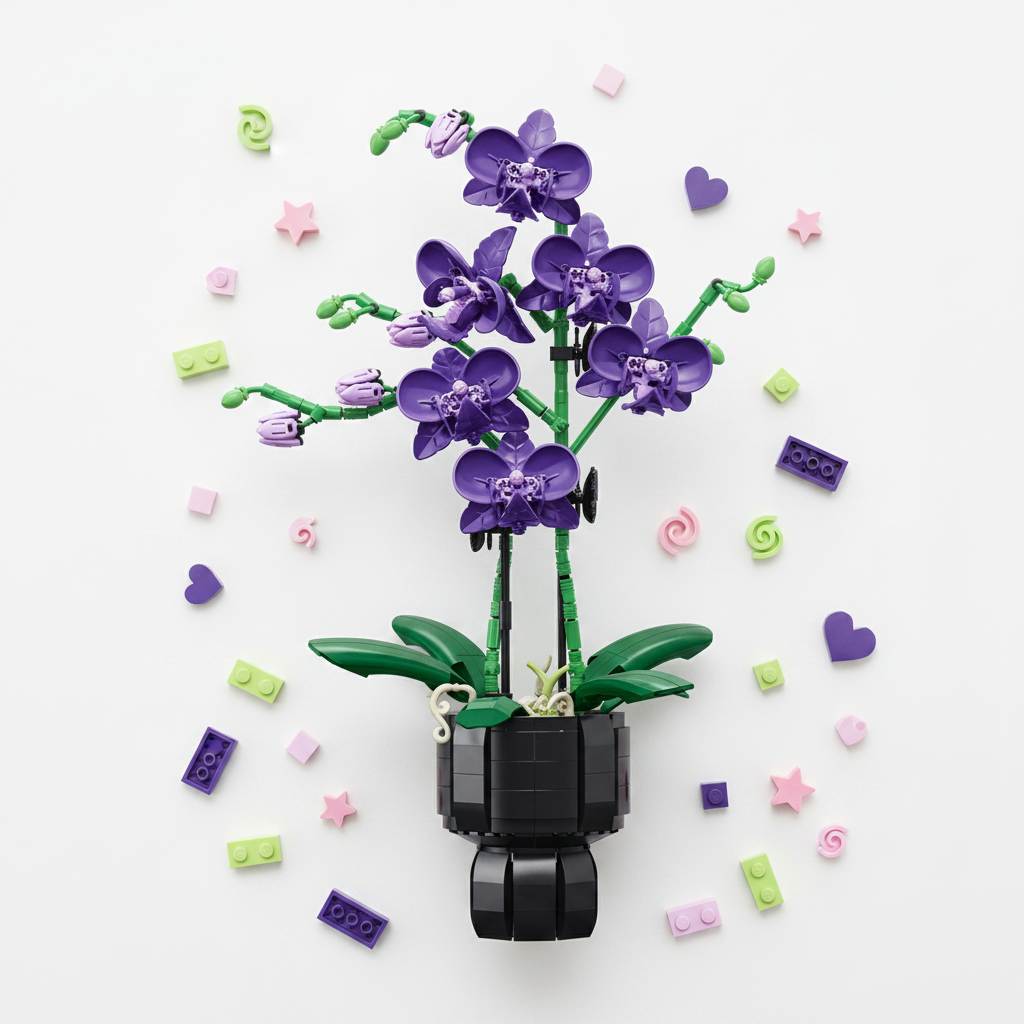 Mon Bubu Kawaii Blocs de Construction Fleurs en Pot compatible Lego - Briques ABS Orchidée Cymbidium 619 à 866 pièces