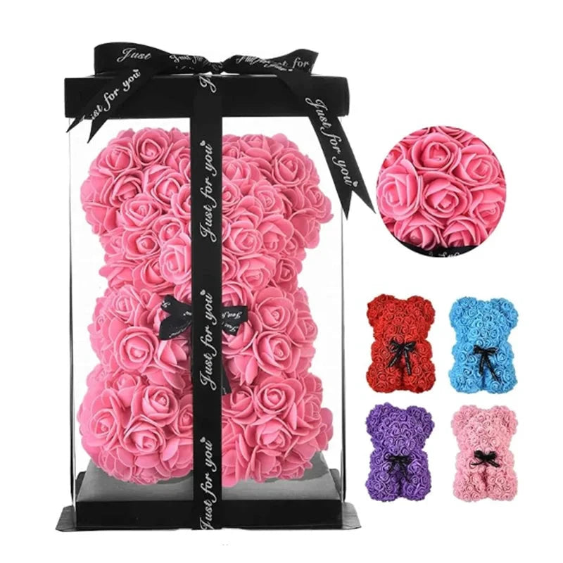 Rose Bear – Ours en Roses Artificielles en Mousse