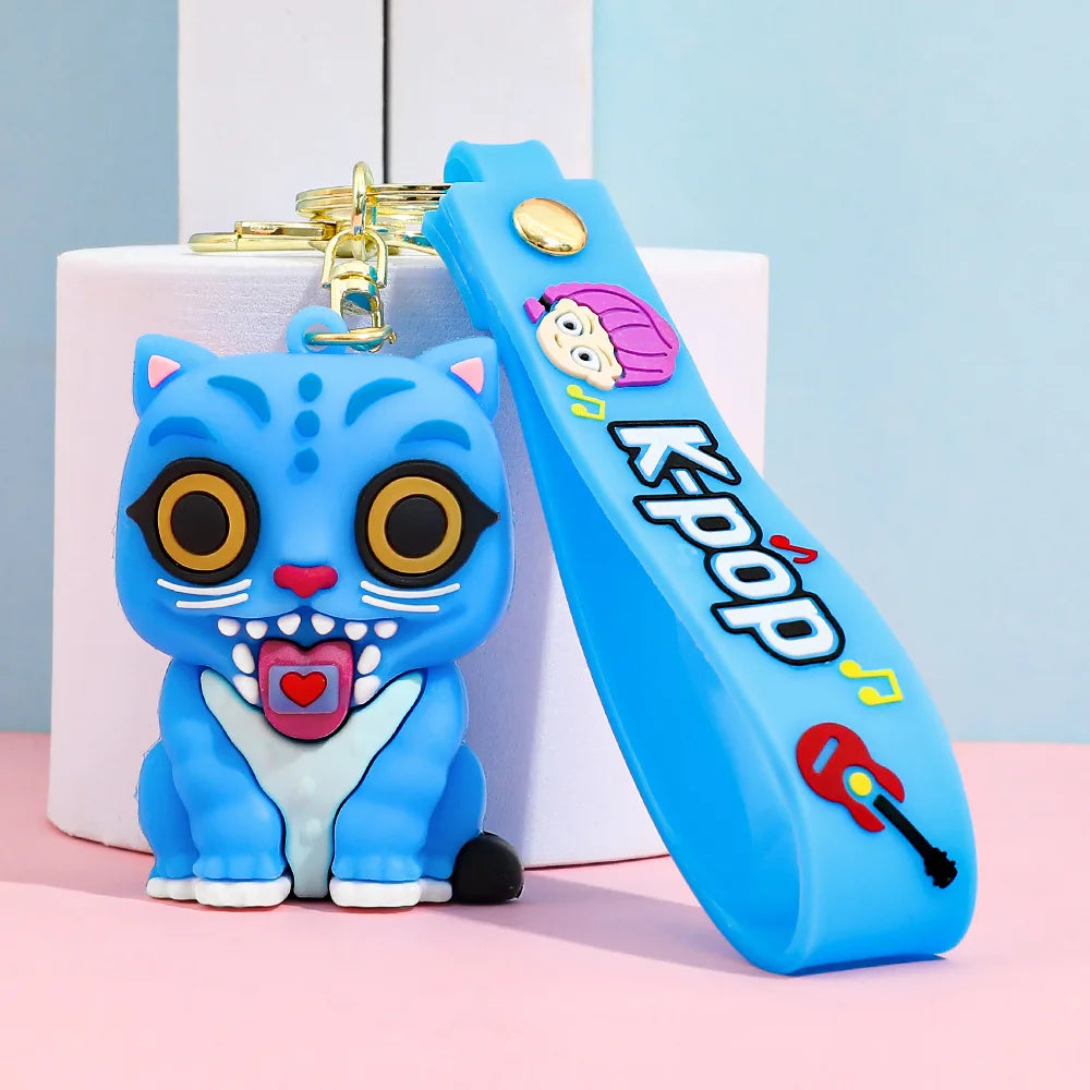 Demon Hunter Kpop Anime Keychain, Demon Slayer Vinyl Figure for Car Bag, Cute Doll Charm, Collectible Gift for Anime Fans