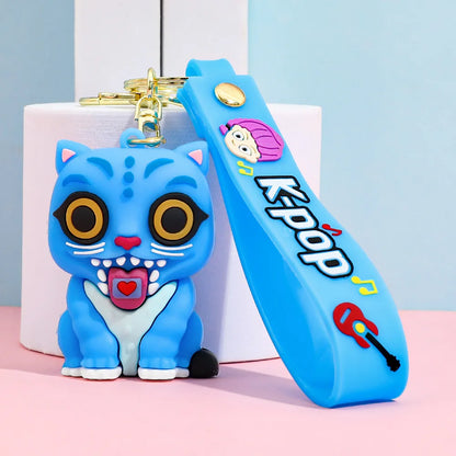 Demon Hunter Kpop Anime Keychain, Demon Slayer Vinyl Figure for Car Bag, Cute Doll Charm, Collectible Gift for Anime Fans