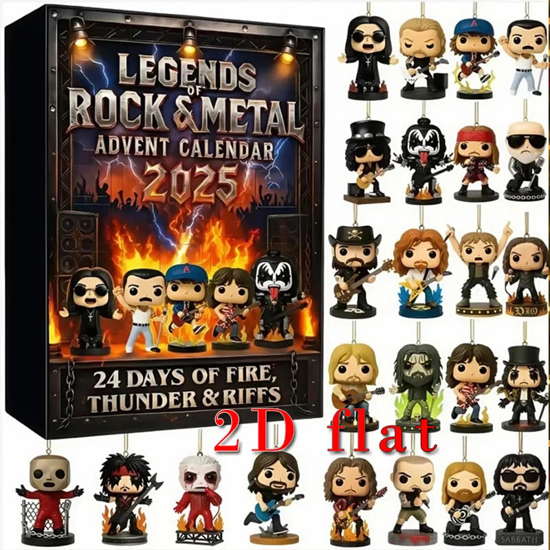 Calendrier de l’Avent Rock Metal 2025 Figurines Icônes Musique Acryliques