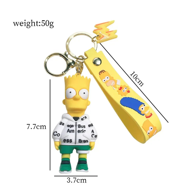 Les Simpsons porte-clés dessin animé figurine porte-clés Kawaii sac pendentif Couples mode voiture porte-clés accessoires enfants jouet cadeaux