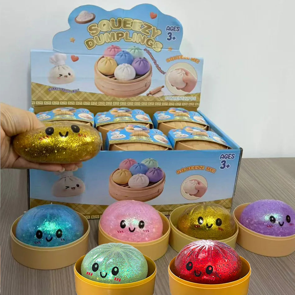 Squishy Dumpling Pailleté Anti-Stress – Coffret 1 à 12 pièces