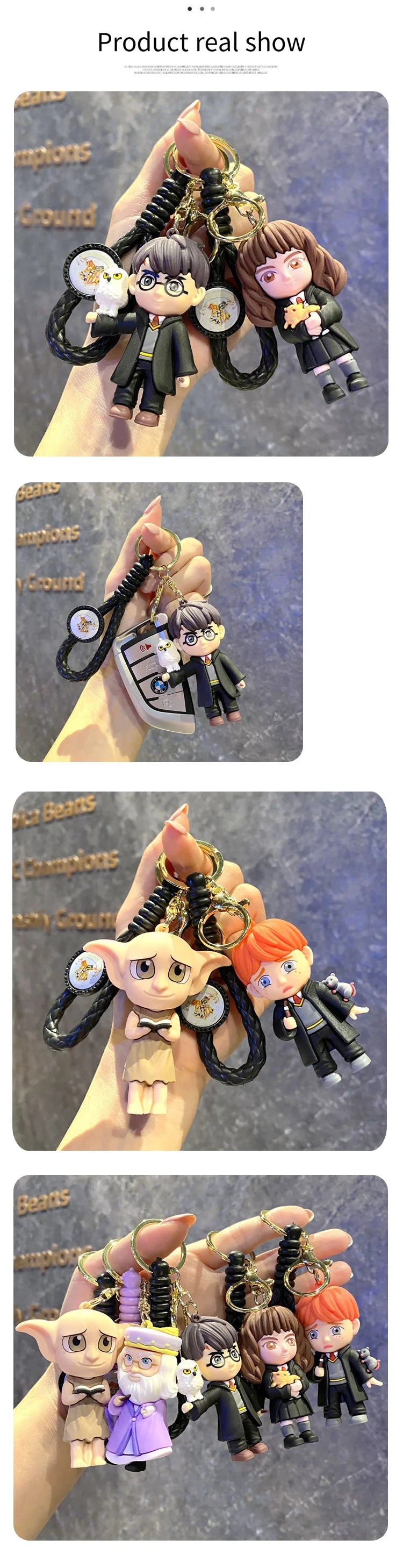 Harry Hogwarts Cute Cartoon Character Keychain Car Hanging Ornament Backpack Charm Gift for Fans Kids Handbag Keys Bag Decoration