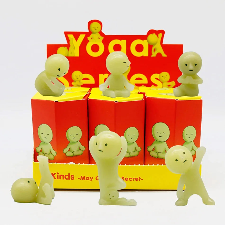 Mon Bubu Kawaii Figurine PVC Série Chambre Yoga Phosphorescente 7 cm Blind Box Échelle 1/12