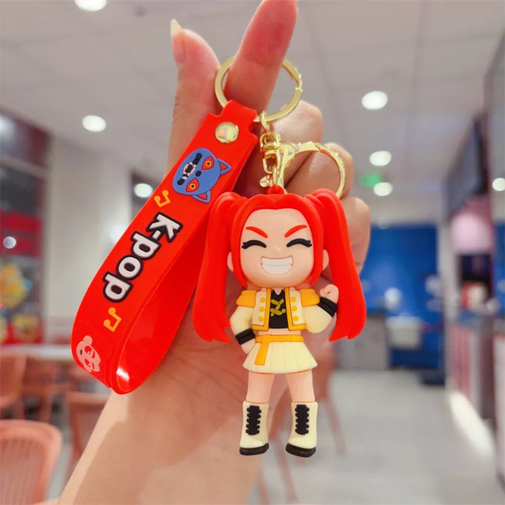 Demon Hunter Kpop Anime Keychain, Demon Slayer Vinyl Figure for Car Bag, Cute Doll Charm, Collectible Gift for Anime Fans