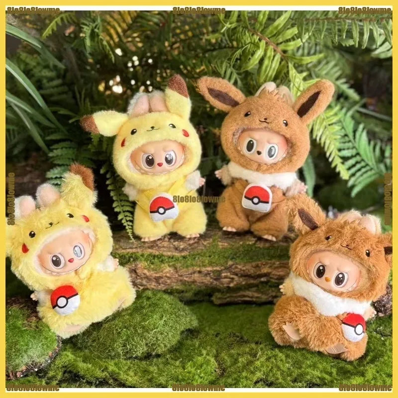 Kawaii Labubu Poupée Peluche Tenue Avec Sac À Dos Psycanard Slowpoke Charmander
