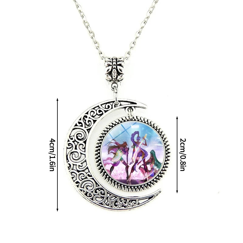 Kpop Idol Anime Couple Necklace Heart Shape Demon H Pendant Fashion Kpop Idol Necklace Jewelry Couple Gifts Time Gem Necklace