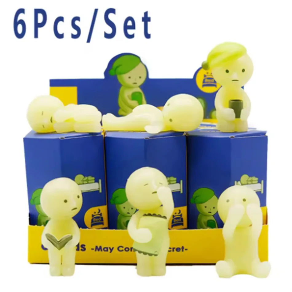 Mon Bubu Kawaii Figurine PVC Série Chambre Yoga Phosphorescente 7 cm Blind Box Échelle 1/12