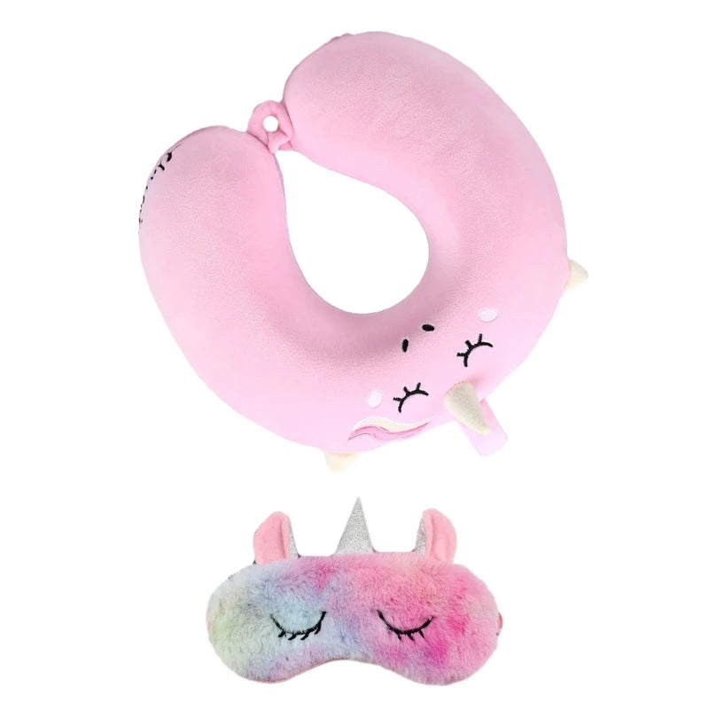 Oreiller avec masque pour les yeux, coussin tête cou, licorne, vol d'affaires, livraison directe