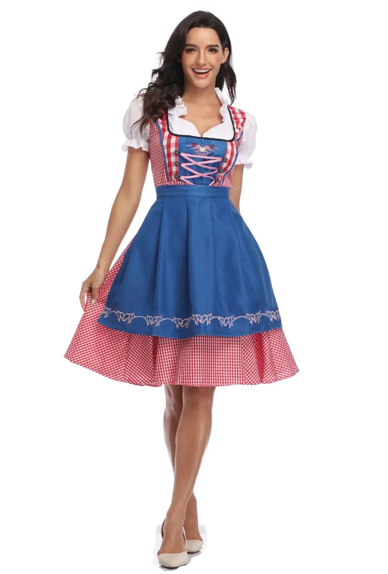 Adulte femmes Oktoberfest Dirndl carnaval fête traditionnelle allemande bavière bière fille robe femme de chambre Costume robe + tablier tenue