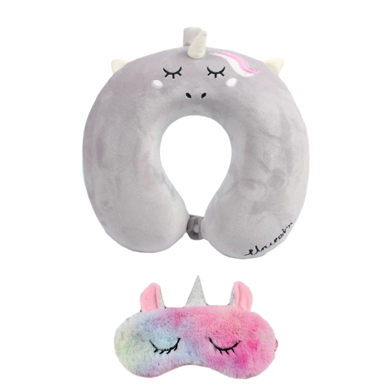 Oreiller avec masque pour les yeux, coussin tête cou, licorne, vol d'affaires, livraison directe