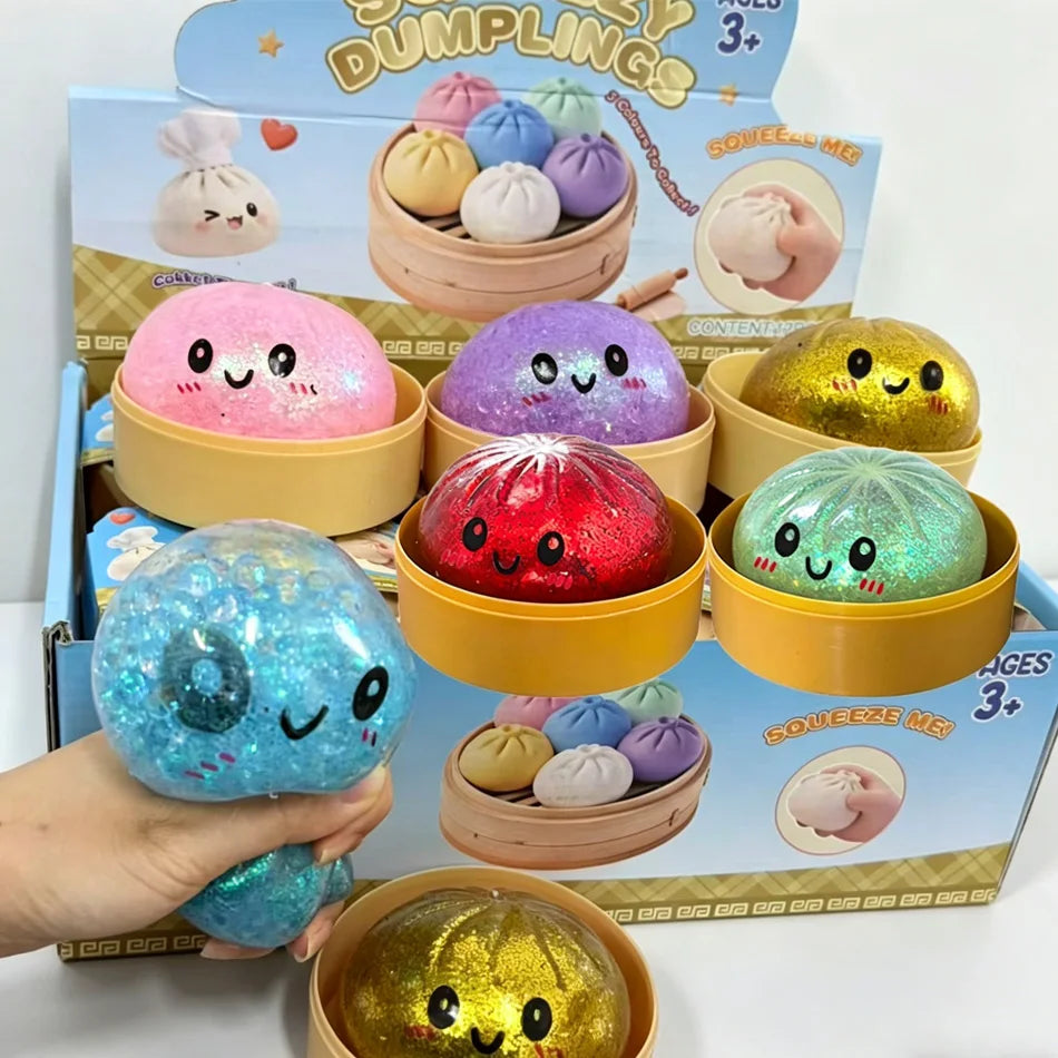 Squishy Dumpling Pailleté Anti-Stress – Coffret 1 à 12 pièces