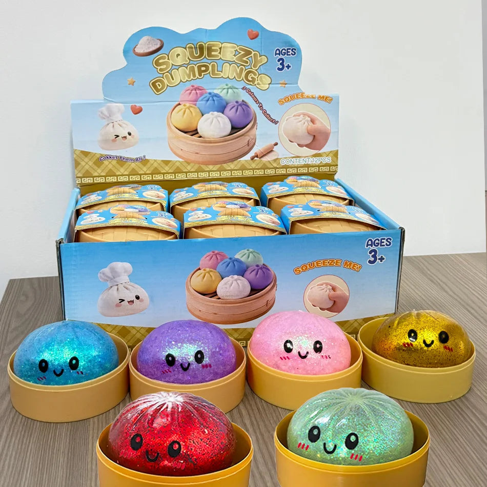 Squishy Dumpling Pailleté Anti-Stress – Coffret 1 à 12 pièces