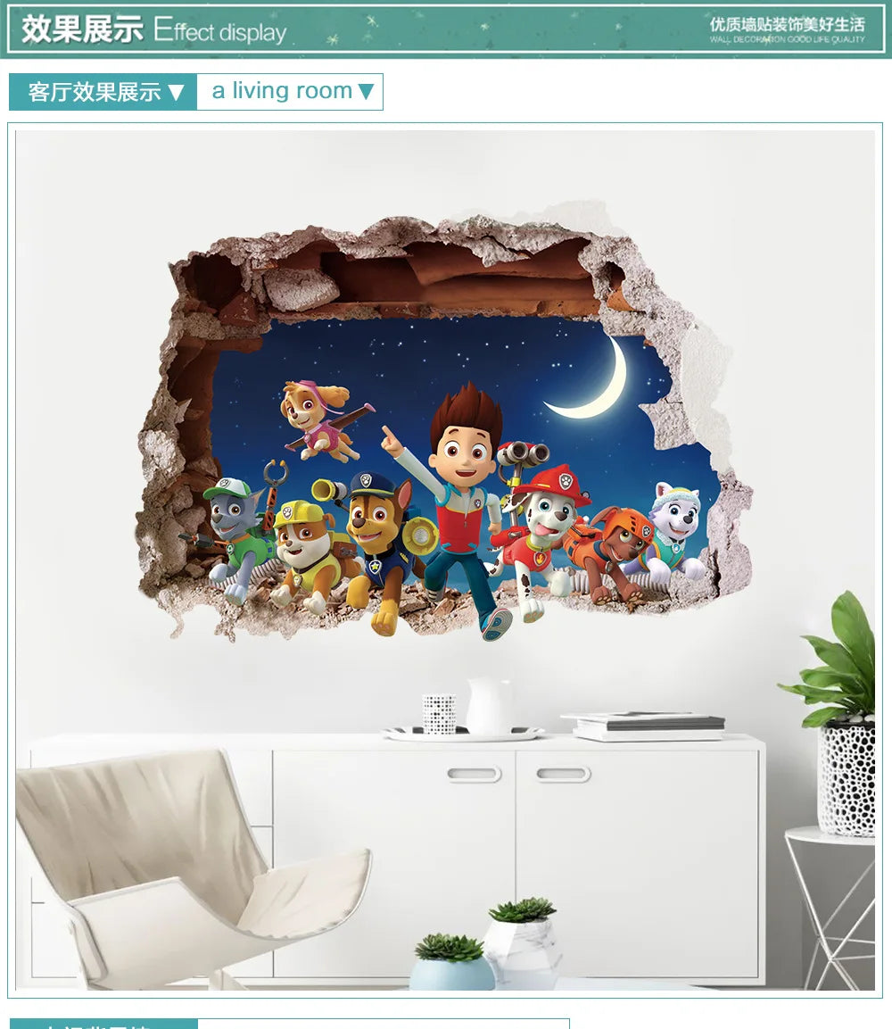 Autocollants Muraux Paw Patrol pour la Décoration de la Maison, Adhésifs Mignons, Anime Skye Chase, Graffiti Décoré, Cadeaux d'Anniversaire pour Garçon et Fille