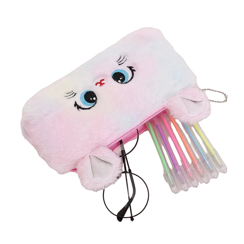Trousse à crayons kawaii chat à fermeture éclair
