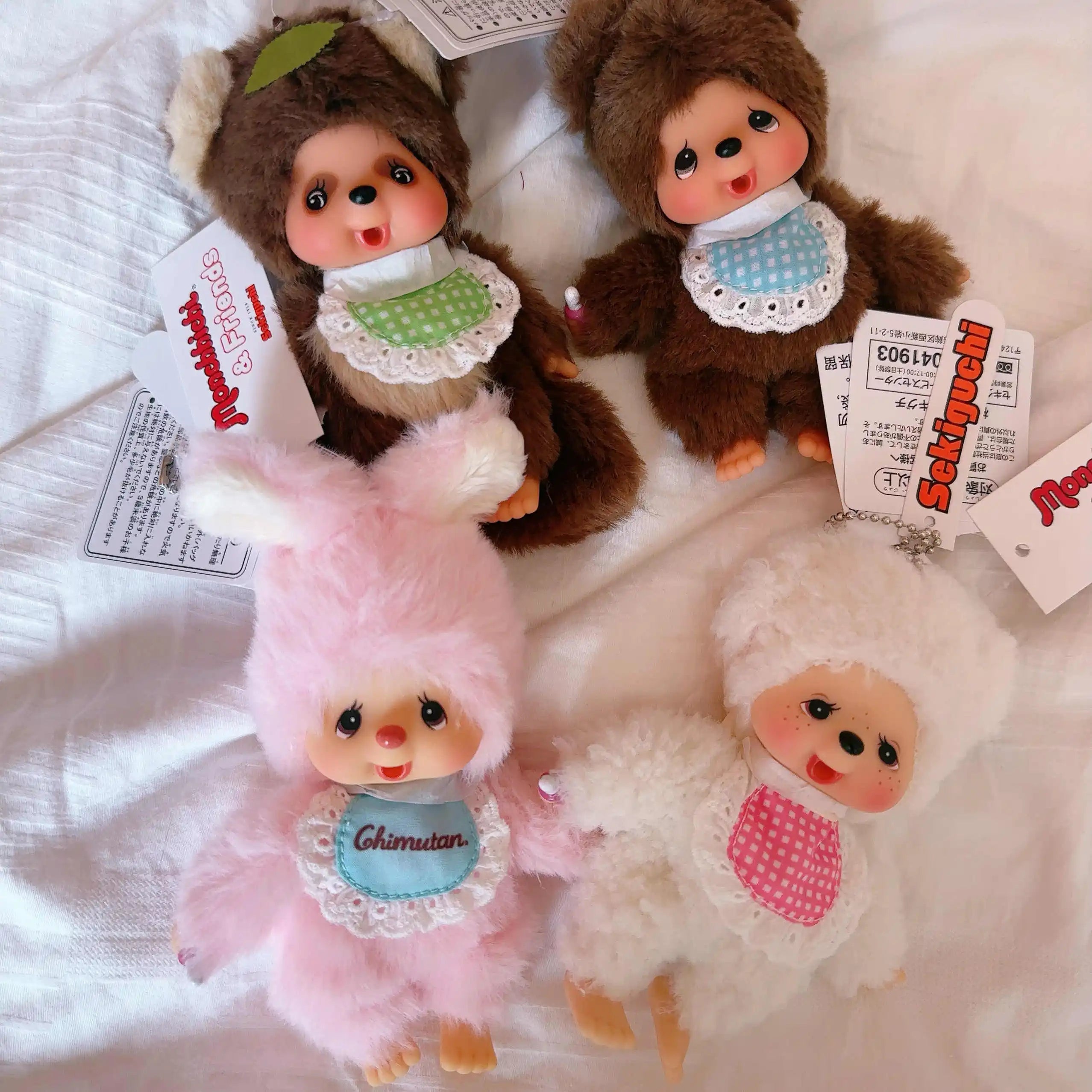 Nouveau 100% Original Monchhichi porte-clés Sakura Kimono vinyle poupée Monchhichi figurines d'anime Monchhichi sac à…