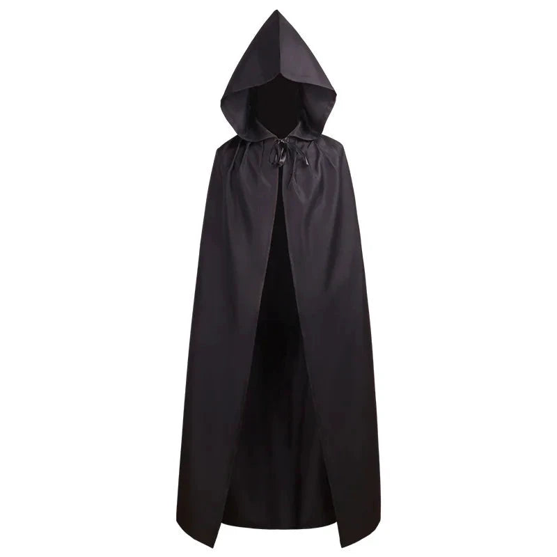 Costume cape médiévale à capuche – Noir et rouge