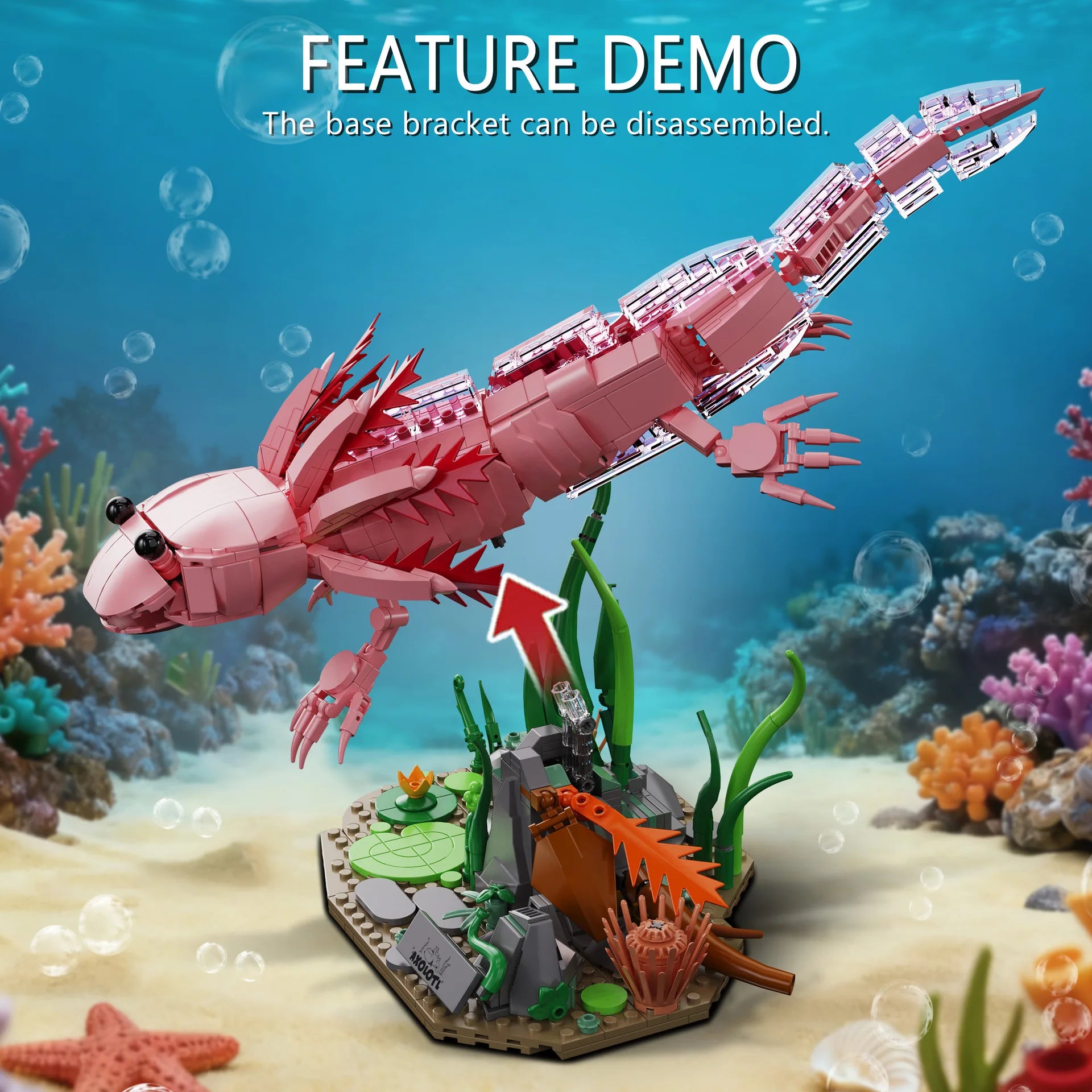 Mon Bubu Kawaii Blocs de construction Axolotl ABS 998 pièces compatible Lego modèle à assembler décoration collectionneur 14 ans et plus