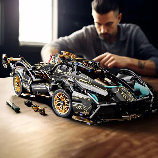 XMWL Roadster RC Tech Racer 1:14 Édition Limitée V12 Noire Briques Auto Bloquantes Collection by Mon Labubu
