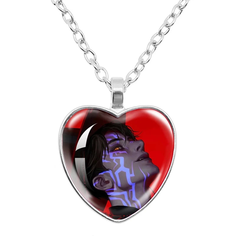 Kpop Idol Anime Couple Necklace Heart Shape Demon H Pendant Fashion Kpop Idol Necklace Jewelry Couple Gifts Time Gem Necklace