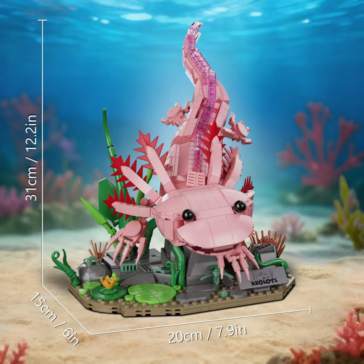Mon Bubu Kawaii Blocs de construction Axolotl ABS 998 pièces compatible Lego modèle à assembler décoration collectionneur 14 ans et plus