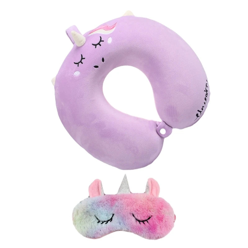 Oreiller avec masque pour les yeux, coussin tête cou, licorne, vol d'affaires, livraison directe