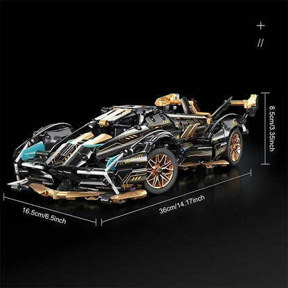 XMWL Roadster RC Tech Racer 1:14 Édition Limitée V12 Noire Briques Auto Bloquantes Collection by Mon Labubu