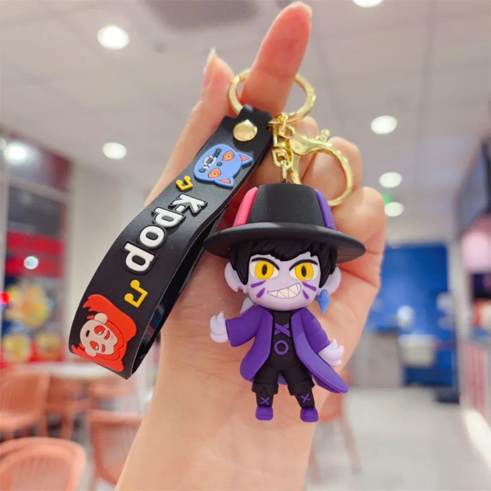 Demon Hunter Kpop Anime Keychain, Demon Slayer Vinyl Figure for Car Bag, Cute Doll Charm, Collectible Gift for Anime Fans