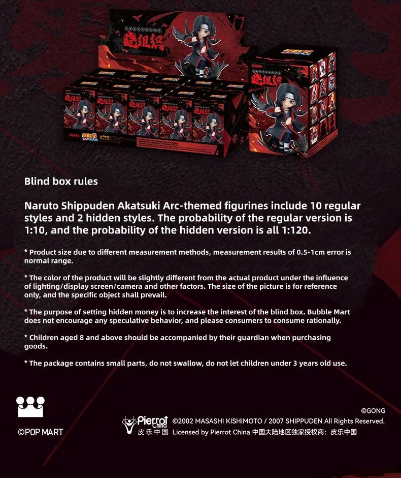 Pop Mart Figurine PVC Naruto Shippuden Akatsuki Arc Boîte Aveugle