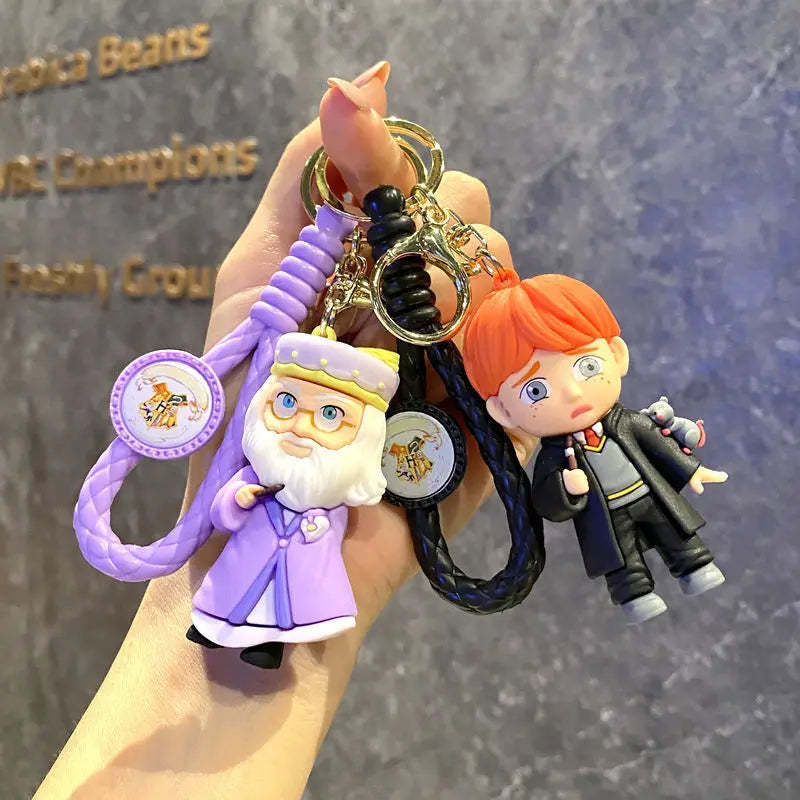 Harry Hogwarts Cute Cartoon Character Keychain Car Hanging Ornament Backpack Charm Gift for Fans Kids Handbag Keys Bag Decoration