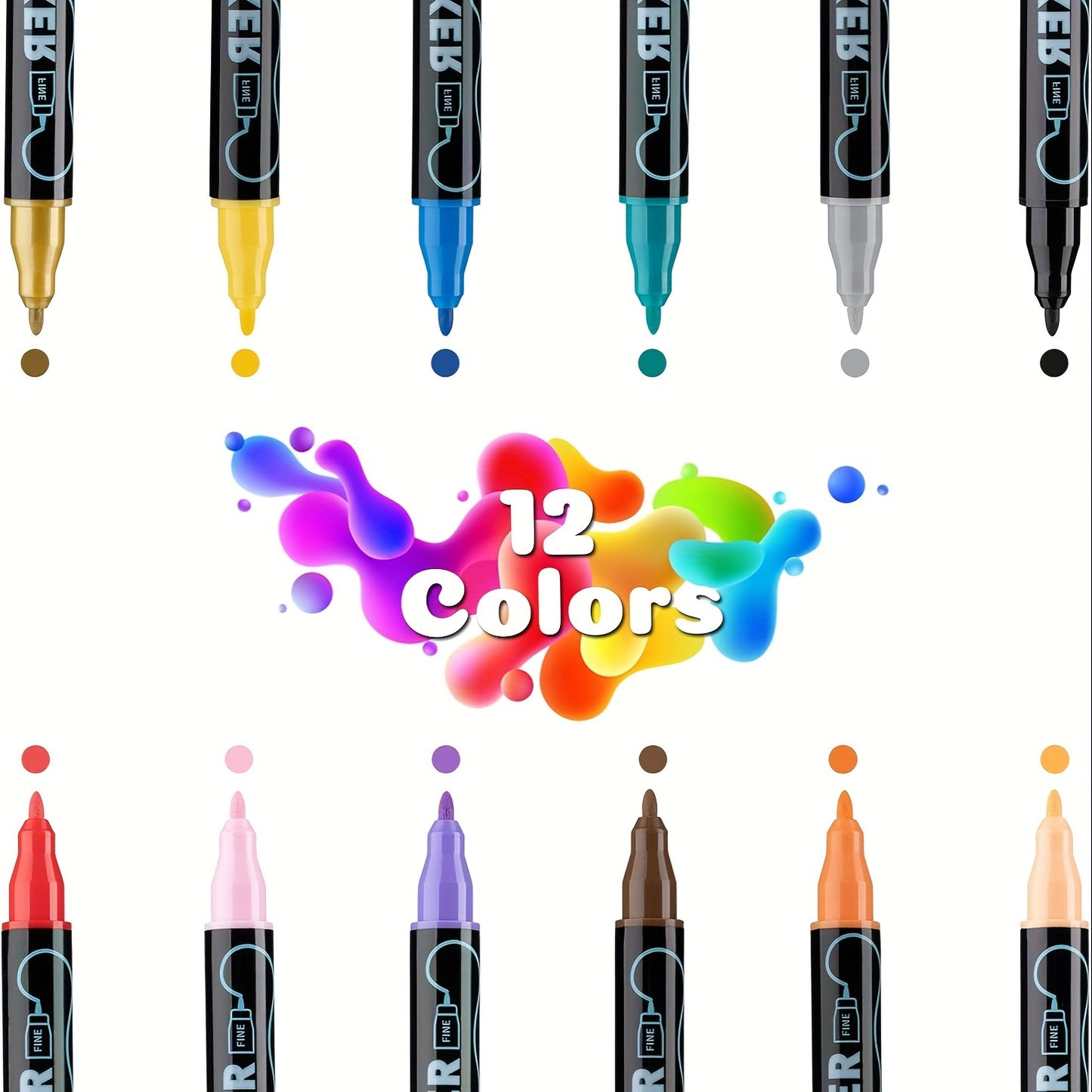 36 Colors Dual Tip Acrylic Pens Markers, Double Tip Premium Acrylic Markers, Acrylic Markers for Wood, Rock Painting, Glass, Canvas, Stone, DIY Crafts Making Art Supplies