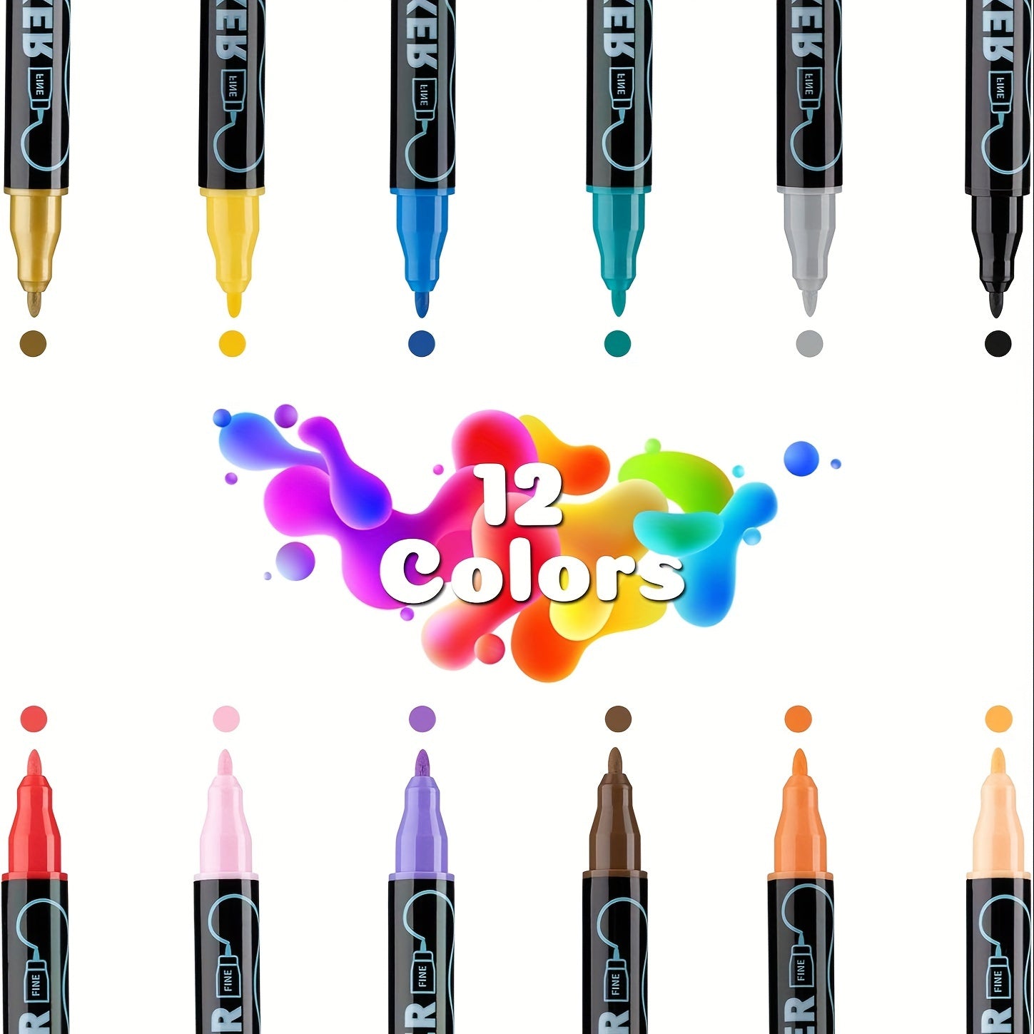 Marqueurs Acryliques Double Pointe 36 Couleurs Pour Bois Verre Toile Pierre