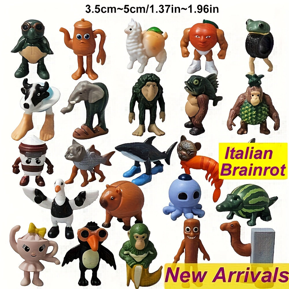 Brainrot Figurines Animaux Coloré Set De 24 Pour Dioramas Et Jeux