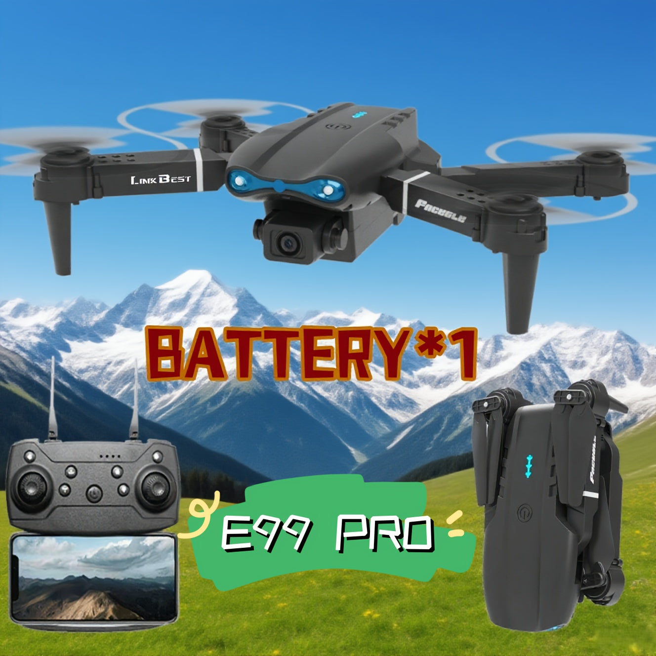 SkyE99 Pro – Drone Pliable Intelligent à Double Caméra HD