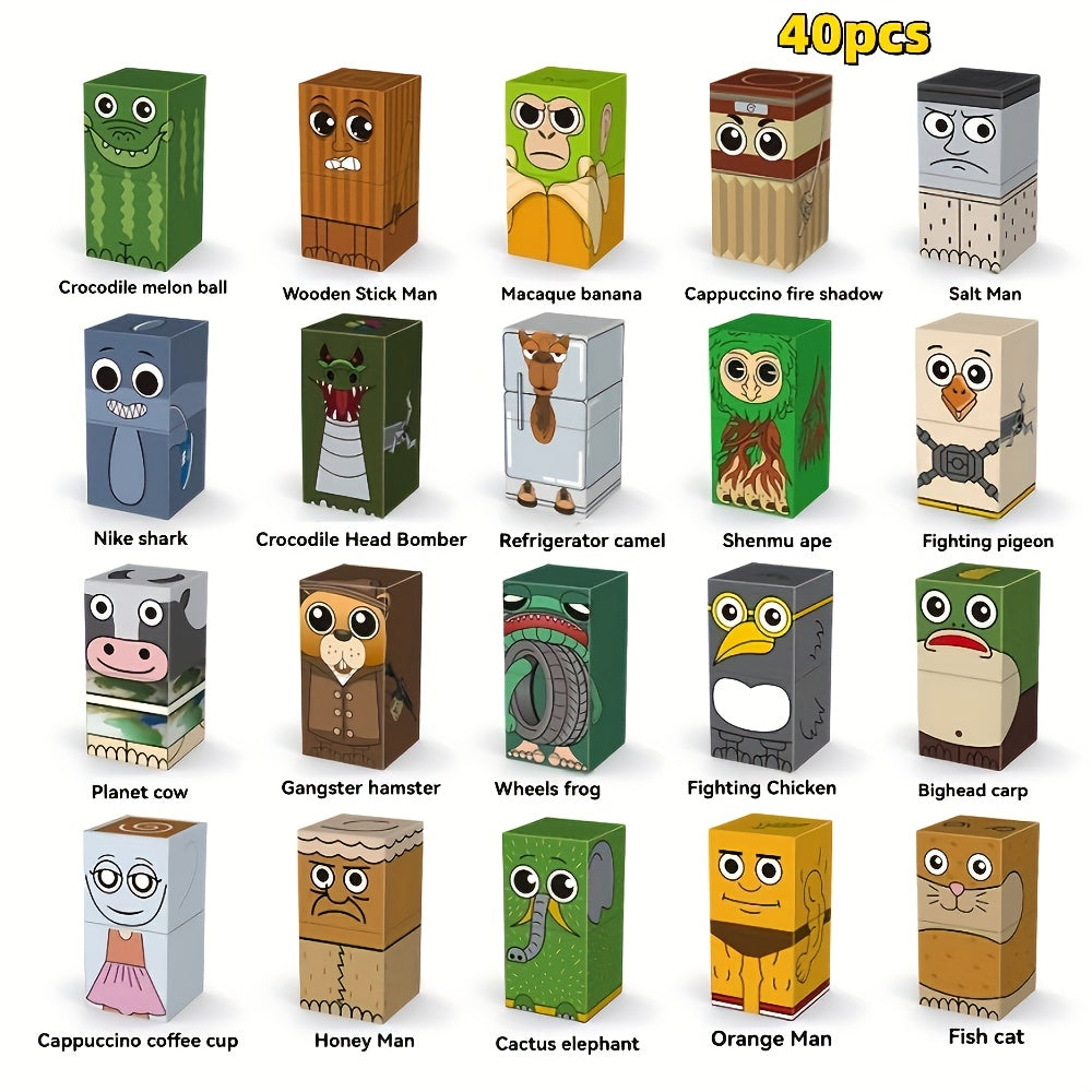 Jeu Magnétique Créatif – 40 Blocs à Construire Tung Sahur Brainrot