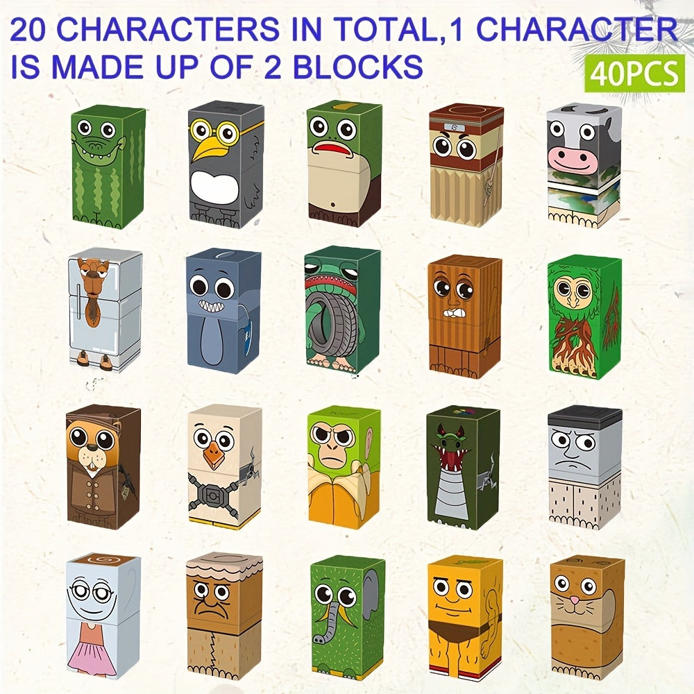 Jeu Magnétique Créatif – 40 Blocs à Construire Tung Sahur Brainrot