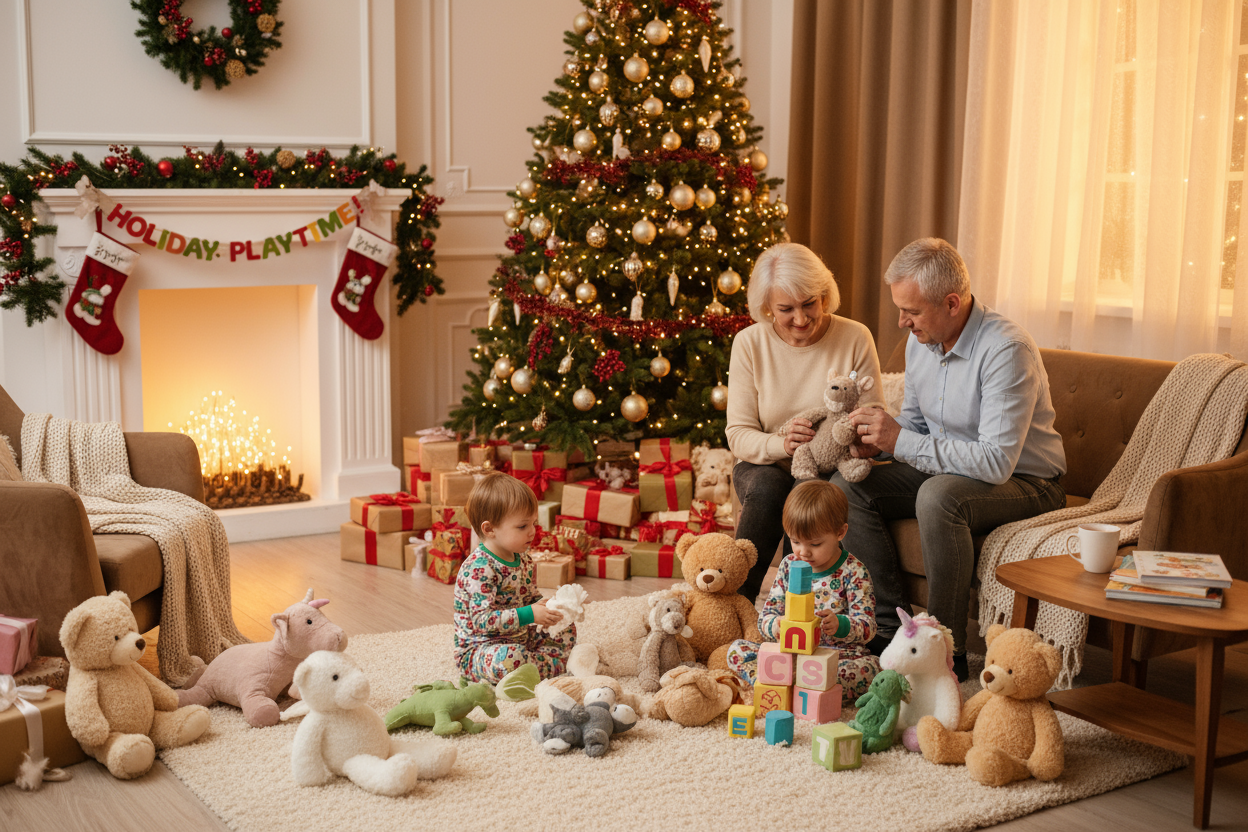 image opur blog de jouets peluches ambiance noel famille enfants grands parents