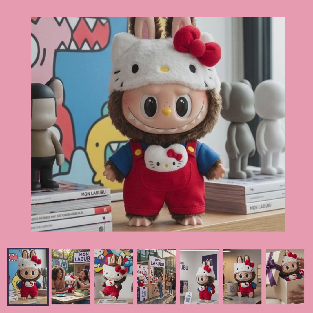 POP MART - Labubu Hello Kitty – Peluche Vinyle 38 cm