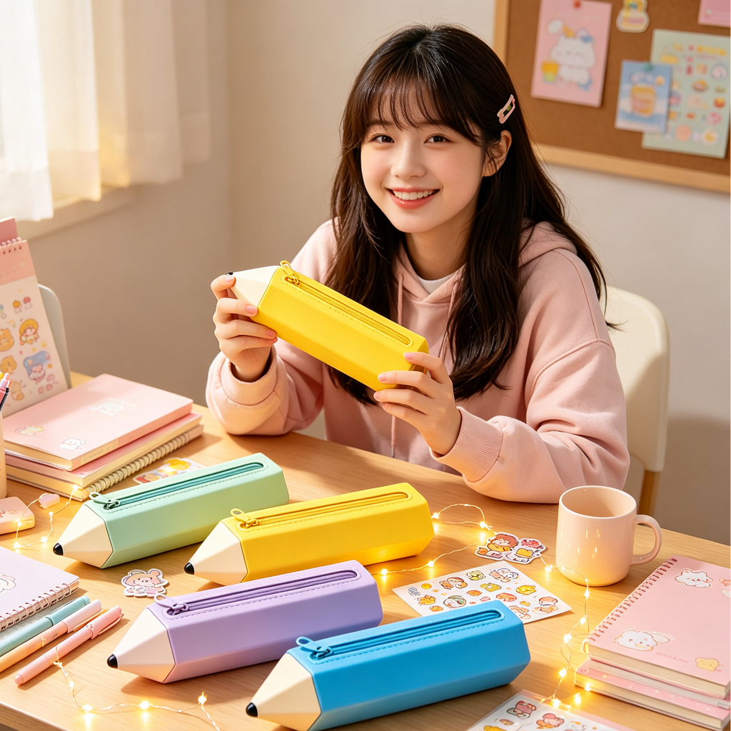Trousse Silicone Crayon Kawaii – Grande Capacité